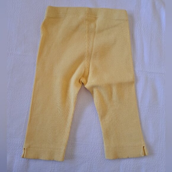 Hanna Andersson girls size 90 or 3T yellow ribbed cropped pants, VGUC - Picture 3 of 4